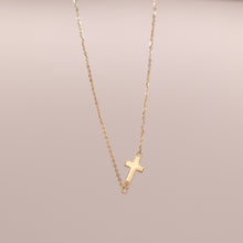 Load image into Gallery viewer, 14K Sideways Cross Necklace