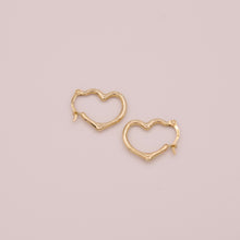 Load image into Gallery viewer, 14K Heartfelt Hoop Earrings