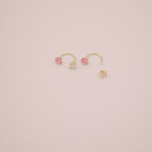 Load image into Gallery viewer, 14K Double Illusion Stud Earrings