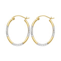 Two Tone Diamond-Cut Oval Hoop Earrings