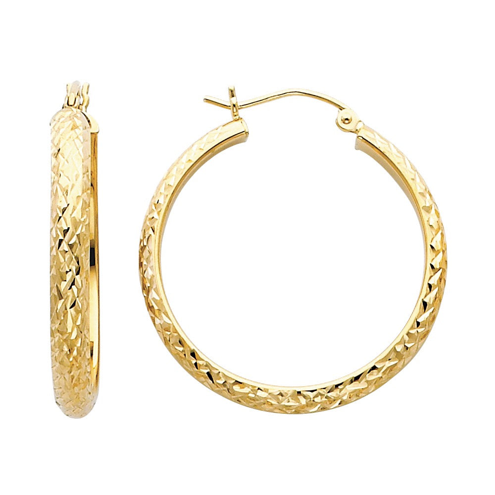 Chunky Diamond-Cut Hoop Earrings