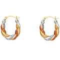 Tri-Color Twisted Rope Hoop Earrings