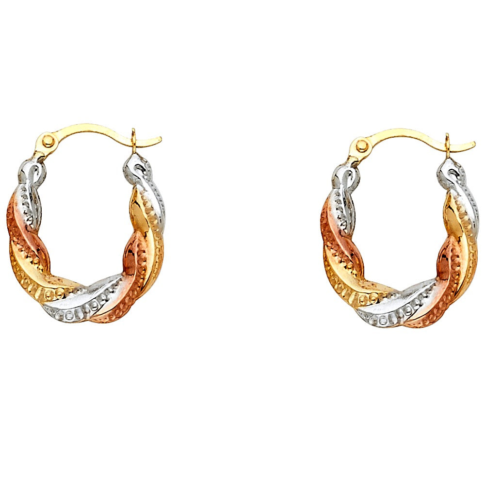 Tri-Color Twisted Rope Hoop Earrings