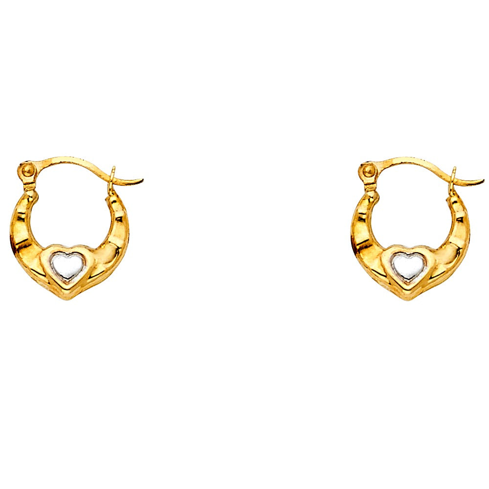 Two-Tone Gold Heart Hoop Earrings