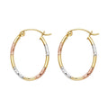 Tri-Color Gold Diamond-Cut Oval Hoop