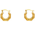 14K Yellow Gold Ornate Octagon Hoop Earrings