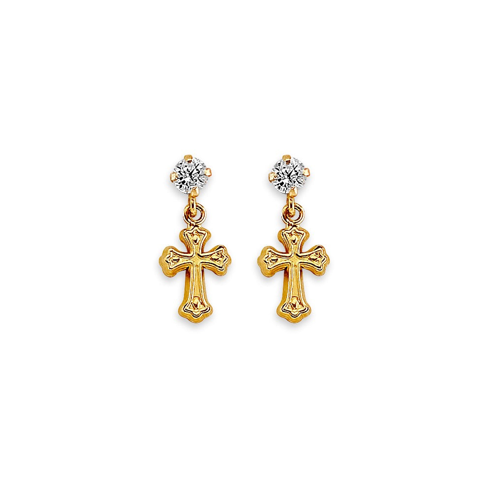 Ornate Cross Drop Earrings
