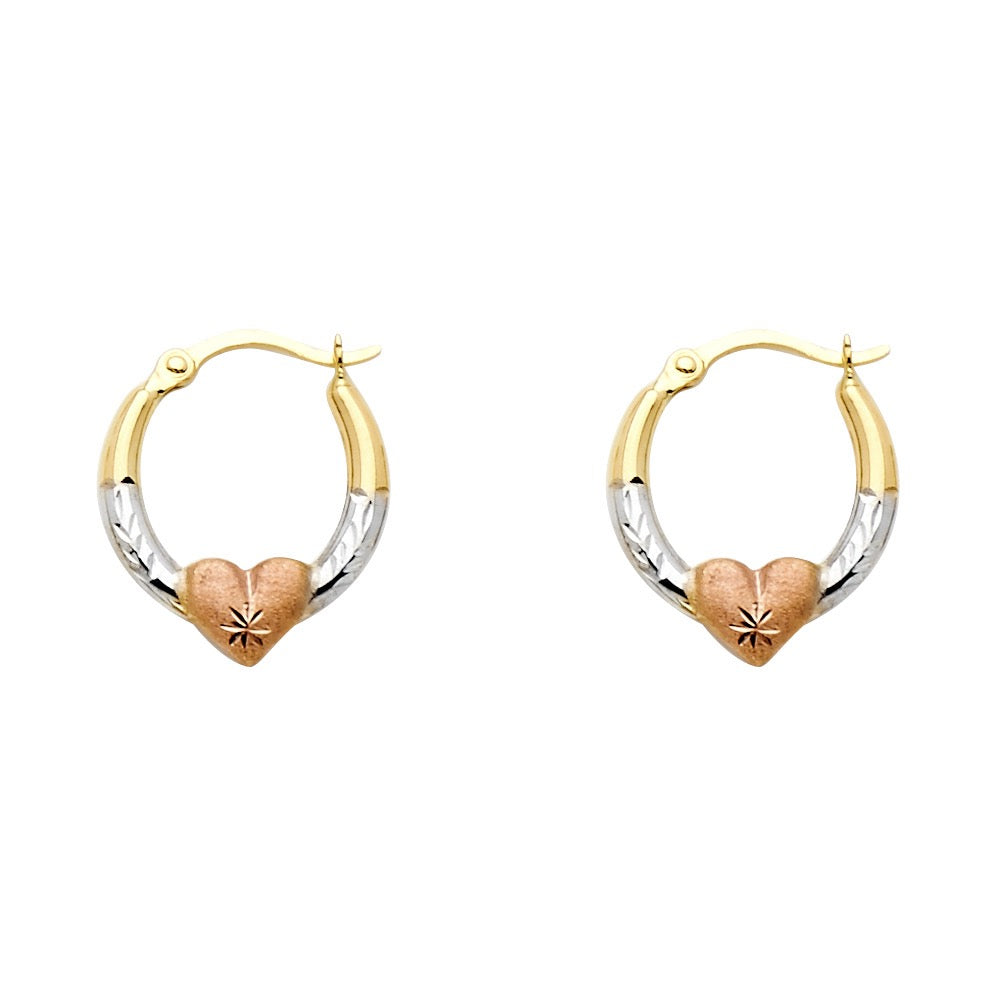 Gold Puffed Heart Hoop Earrings