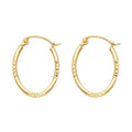 Yellow Gold Diamond-Cut Oval Hoop Earrings