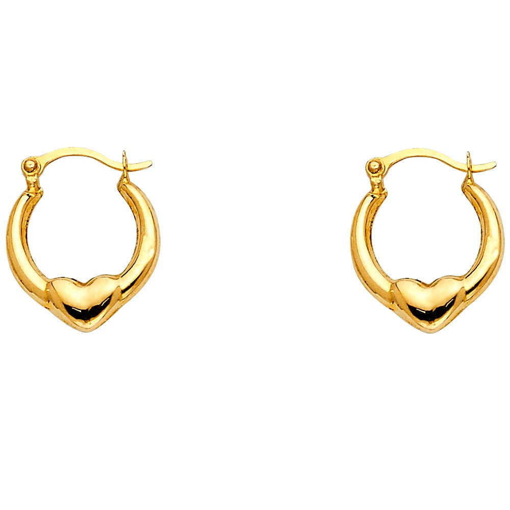 Gold Puffed Heart Hoop Earrings