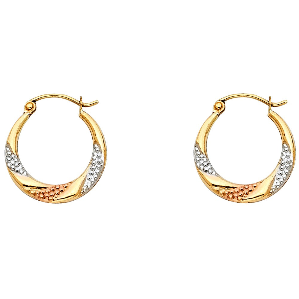 Tri-Color Gold  Hoop Earrings