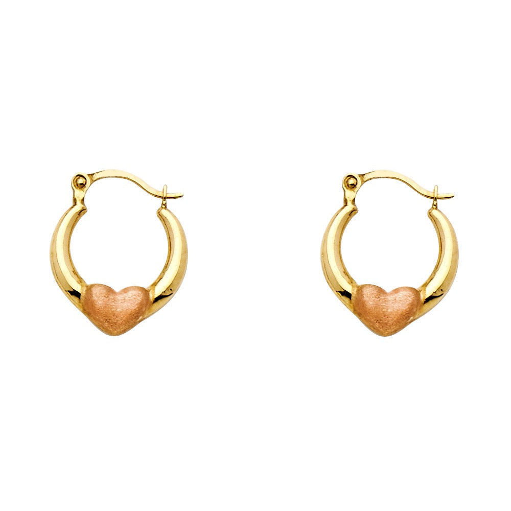 Gold Puffed Heart Hoop Earrings