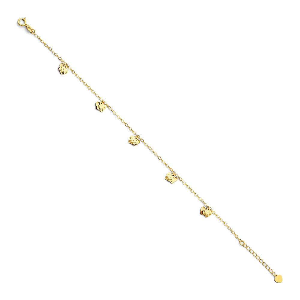 Diamond-Cut Heart Charm Bracelet