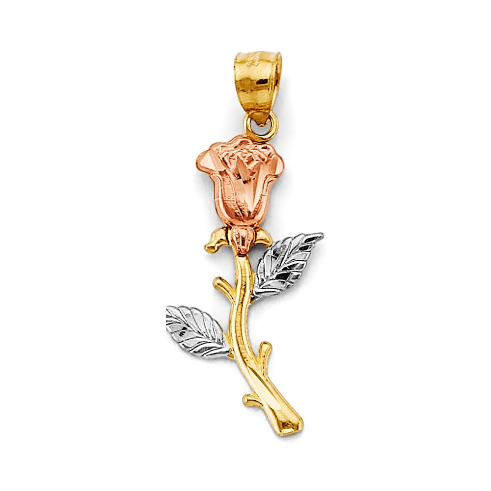 Tri-Color Gold Rose Pendant