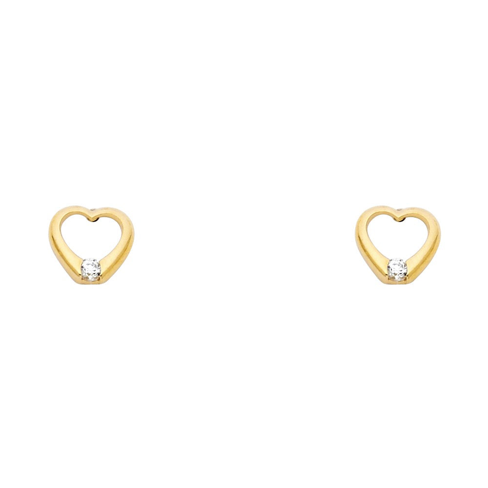 Open Heart CZ Stud Earrings
