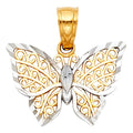 Two-Tone Gold Filigree Butterfly Pendant