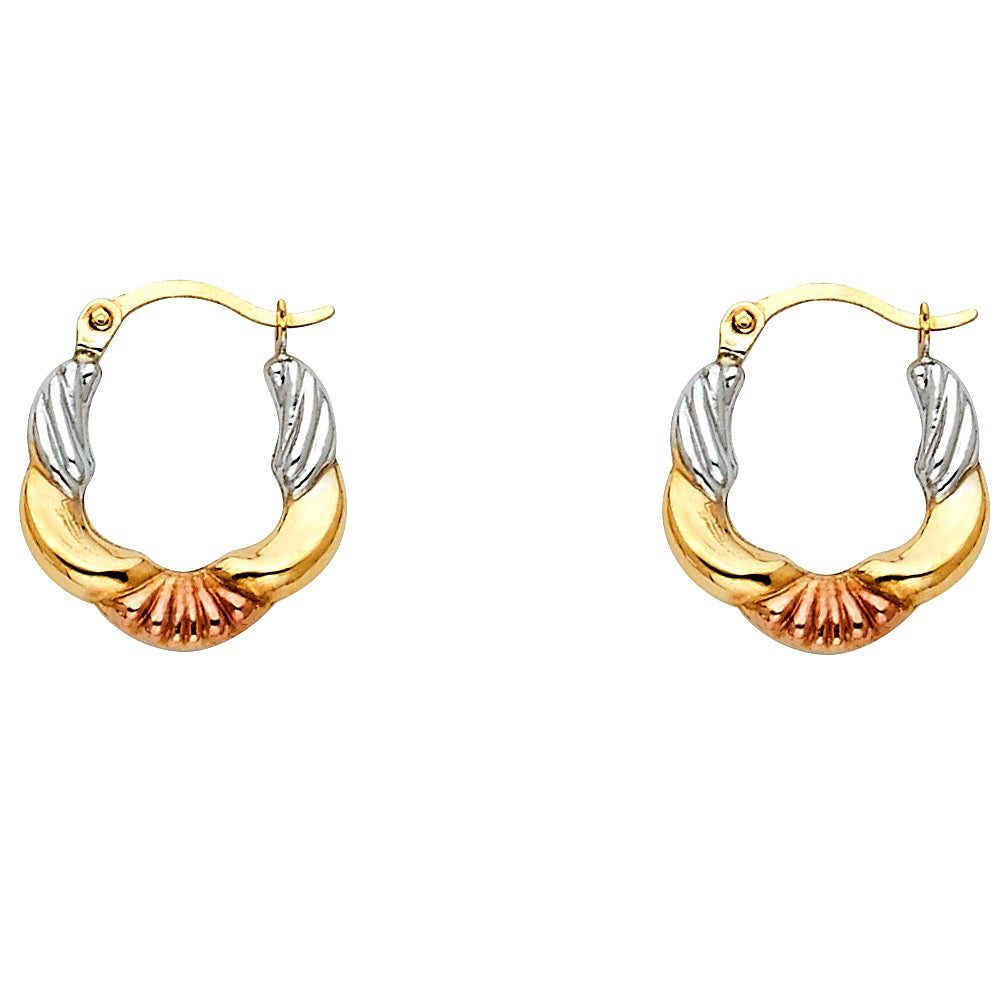 Tri-Color Fancy Hoop Earrings
