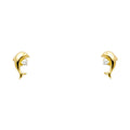 Gold Dolphin CZ Stud Earrings