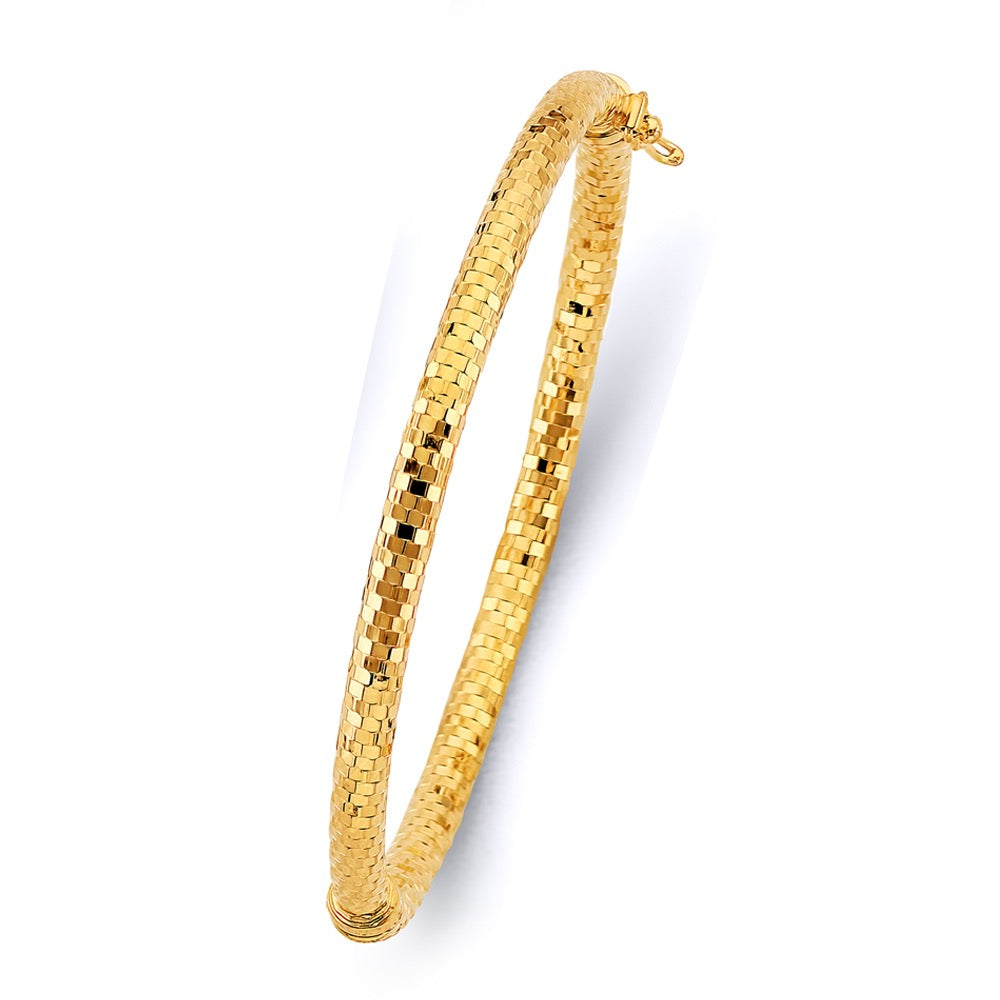 14K Gold Basket-Weave Bangle Bracelet
