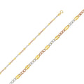 Tri-Color Gold Diamond-Cut Oval Chain