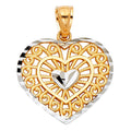 Two-Tone Gold Filigree Heart Pendant