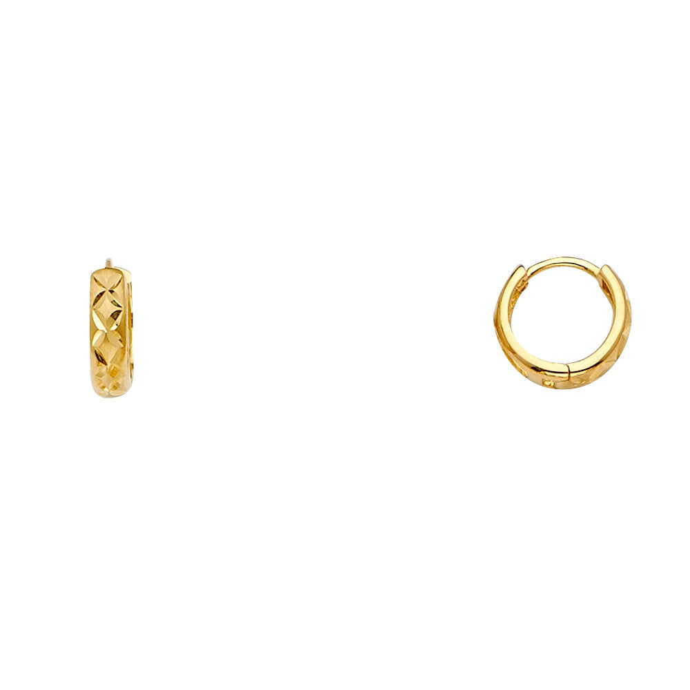 Diamond-Cut Huggie Hoop Earrings 10mm