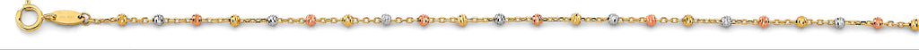 Tri-Color Gold Diamond-Cut Bead Bracelet