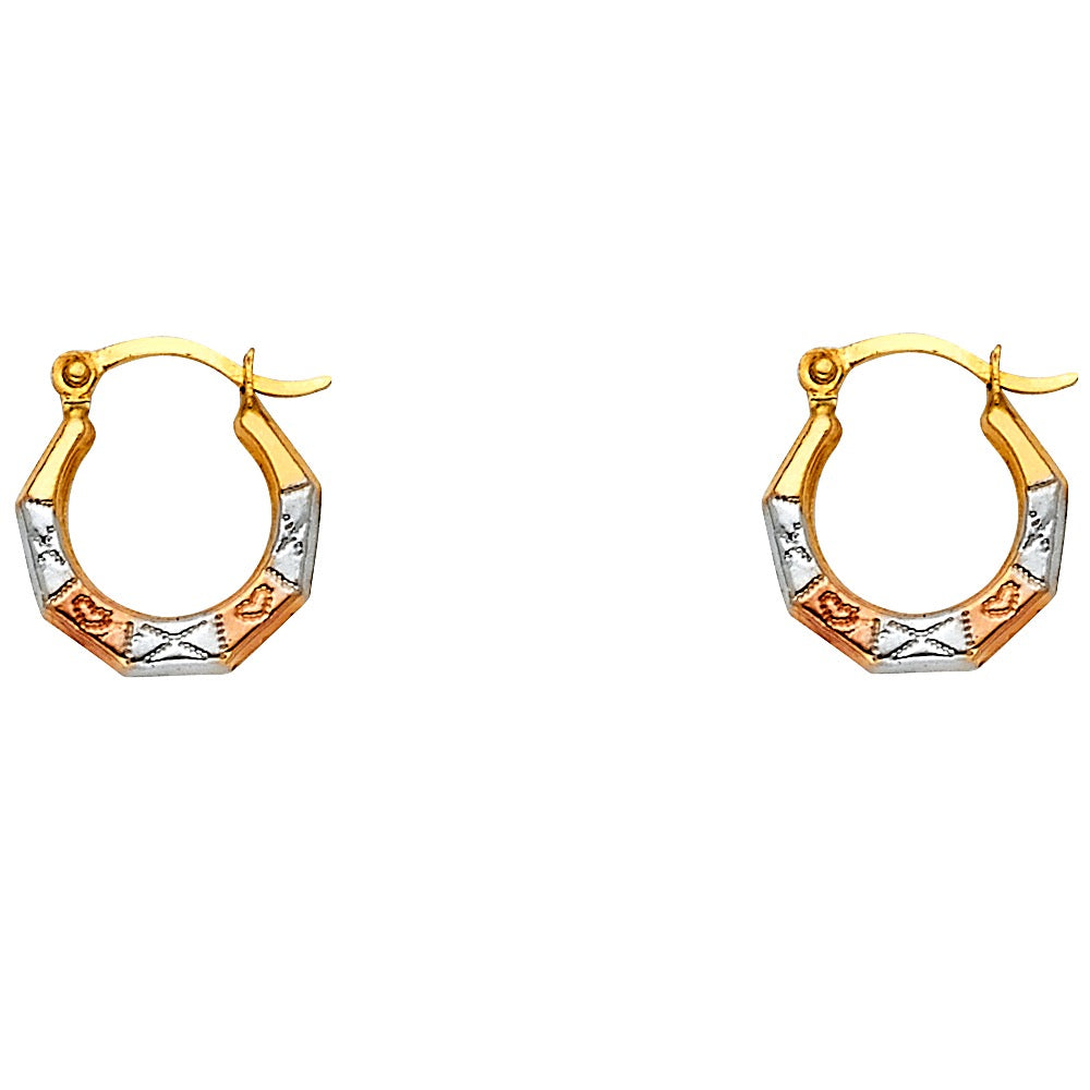 Octagon Heart Hoop Earrings