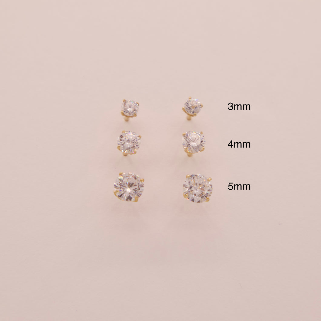 14k Solitaire Round Stud Earrings