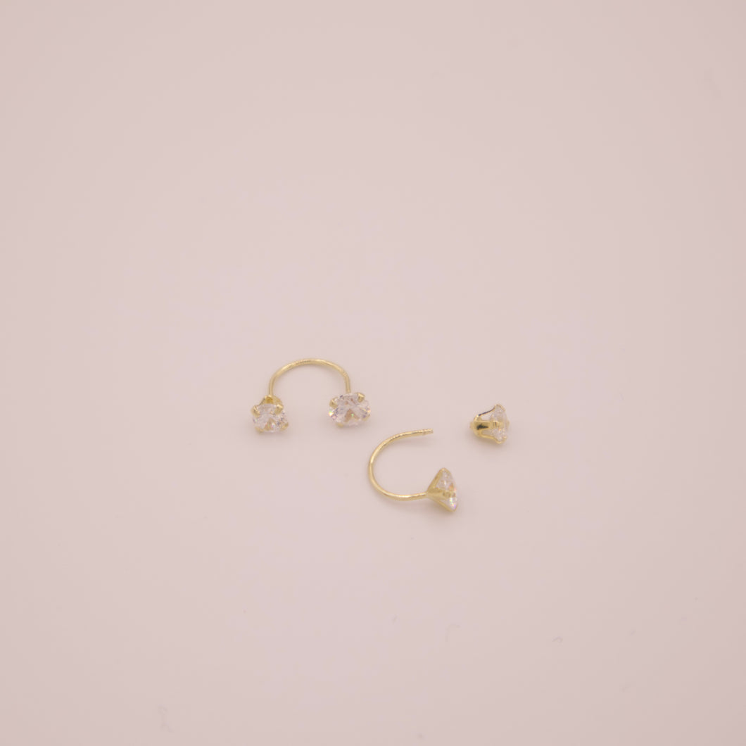 14K Double Illusion Stud Earrings