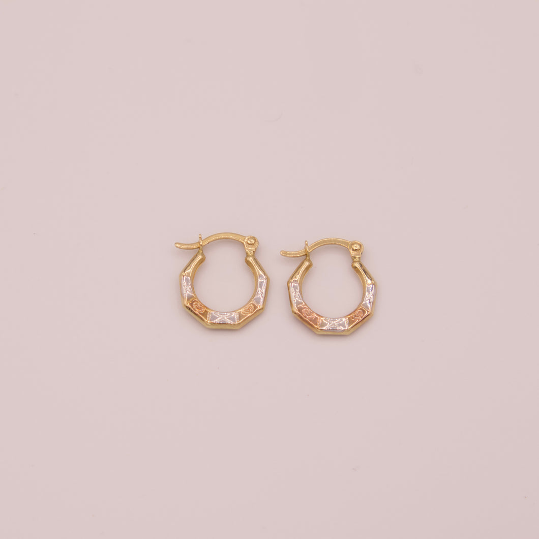 14k Triple Mini Gold Tone Hoop Earrings